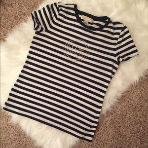 MICHAEL Michael Kors Striped Beaded Logo Tee